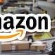 amazon logo with warehouse in background echo