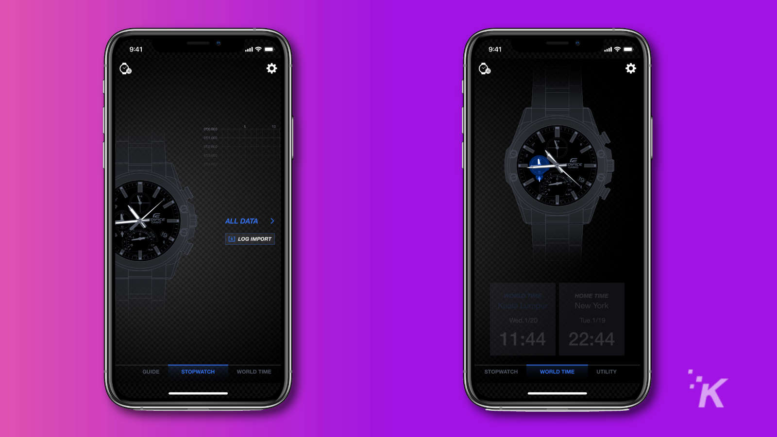 app screens for casio edifice connected watch