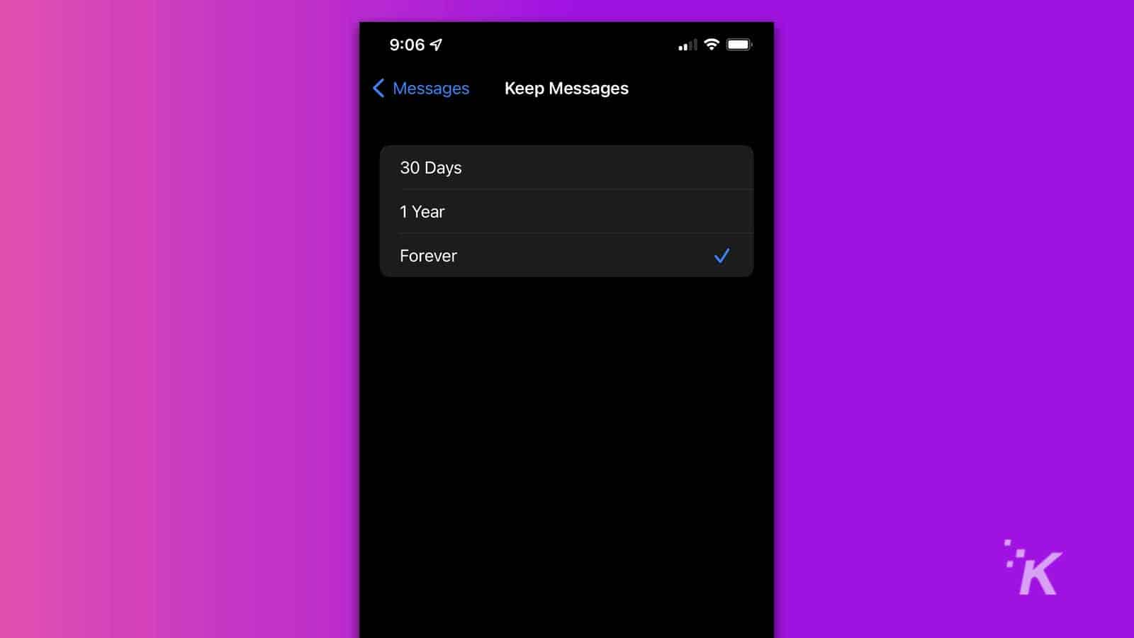 how to set keep message length on imessage