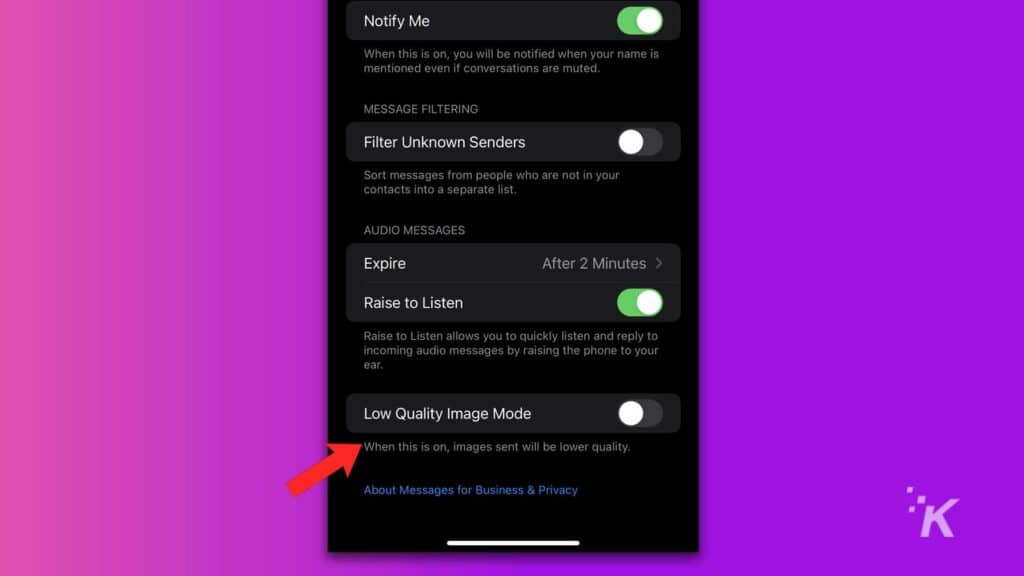 imessage low quality image mode