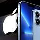 iphone 14 mockup with apple logo in background