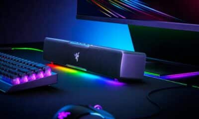 razer soundbar on desk