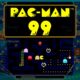 The image is showing a Pac-Man 99 game being played with the score, speed, and round being displayed.