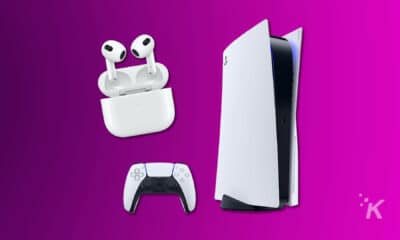 ps5 and white controller with airpods