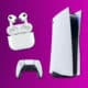 ps5 and white controller with airpods