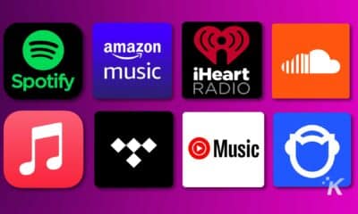 Various music streaming service logos.