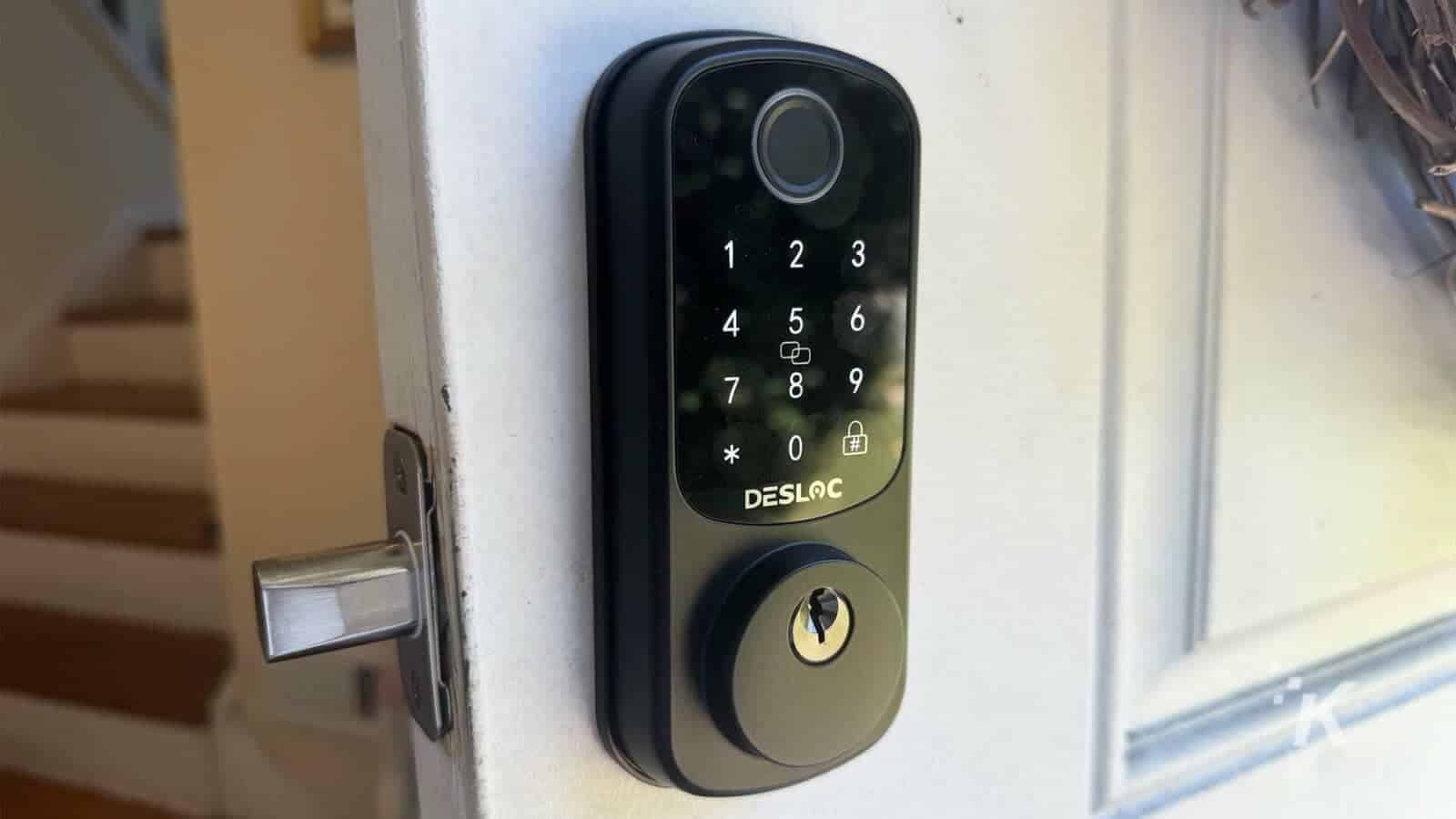 Digital smart lock close-up outdoor DESLOC B200 Finerprint Smart Lock outdoors