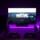 Gaming setup with Call of Duty on screen
