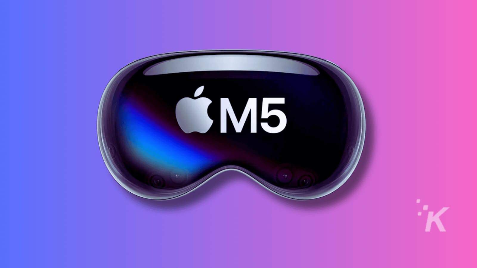 Apple M5 logo on futuristic background