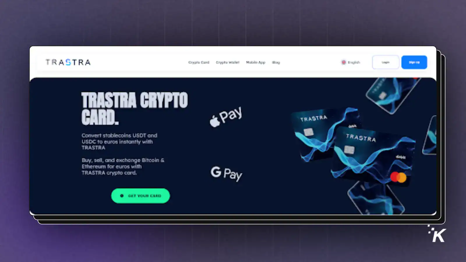 TRASTRA crypto card for Bitcoin and Ethereum exchange