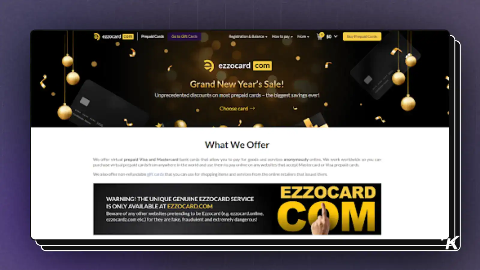 Ezzocard New Year’s prepaid card sale banner.